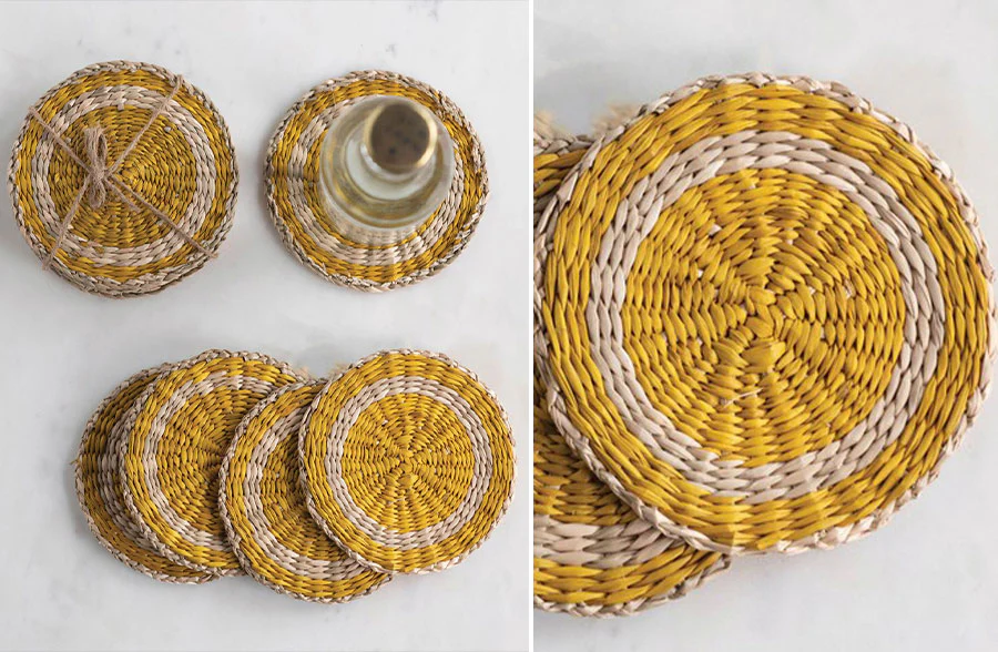 Hand-Woven Seagrass Coasters, Set of 4