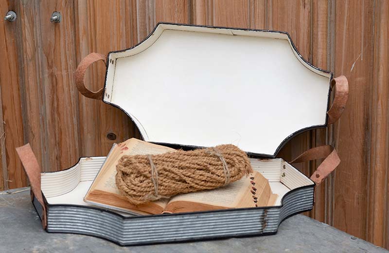 White Enamel Tray  Set Of 2