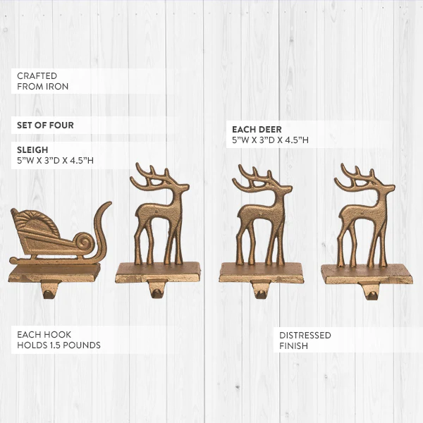 Yuletide Mantel Hooks, Set of 4