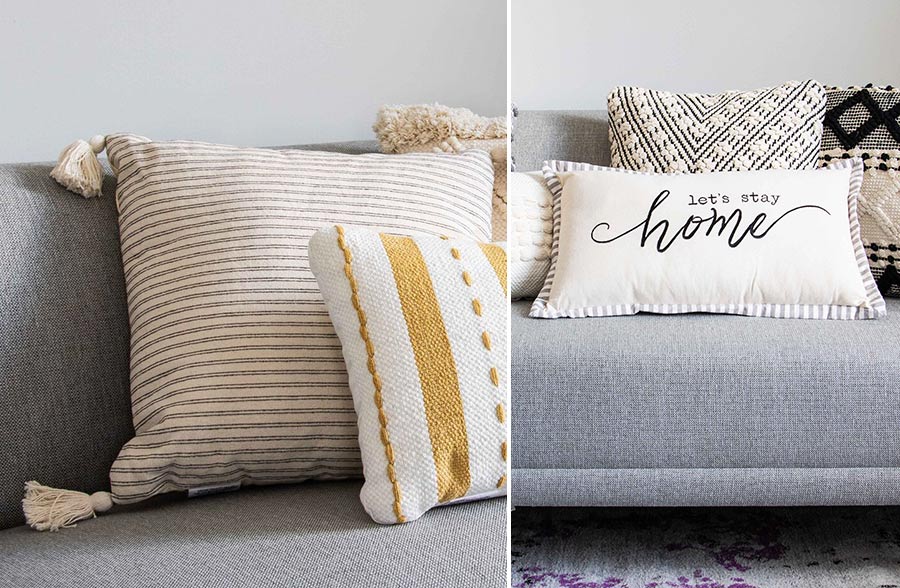 Soft Striped Detail Pillows with Insert, Pick Your Style