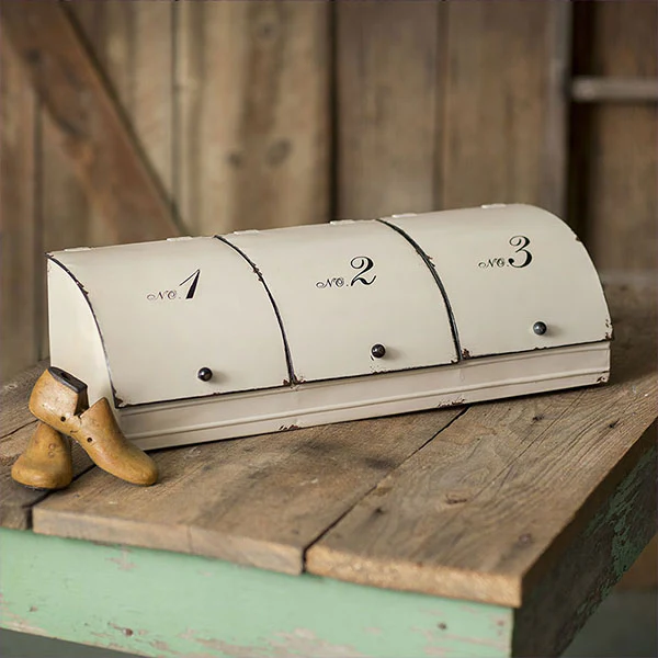 Chippy Enamel Three Door Storage Bin