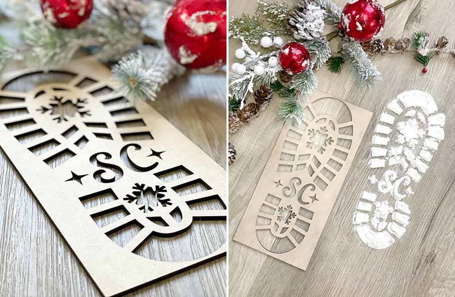 Santa's Boot Stencil | Handmade in USA