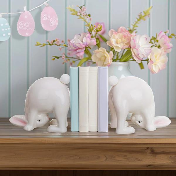 Pompom Tail Bunny Bookends, Set of 2
