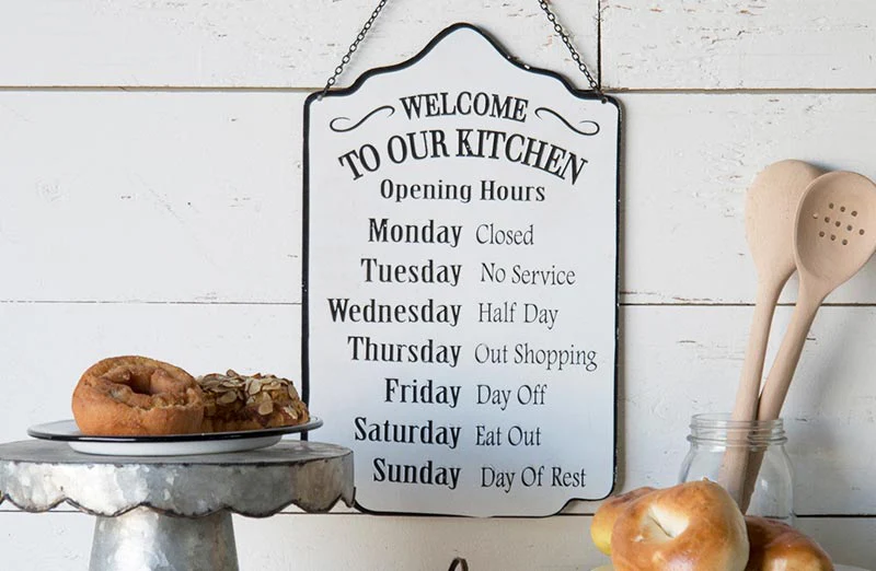 Welcome To Our Kitchen Enamel Sign