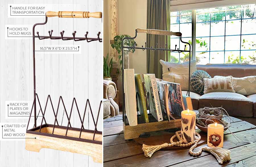 Wood and Metal Plate Display Rack