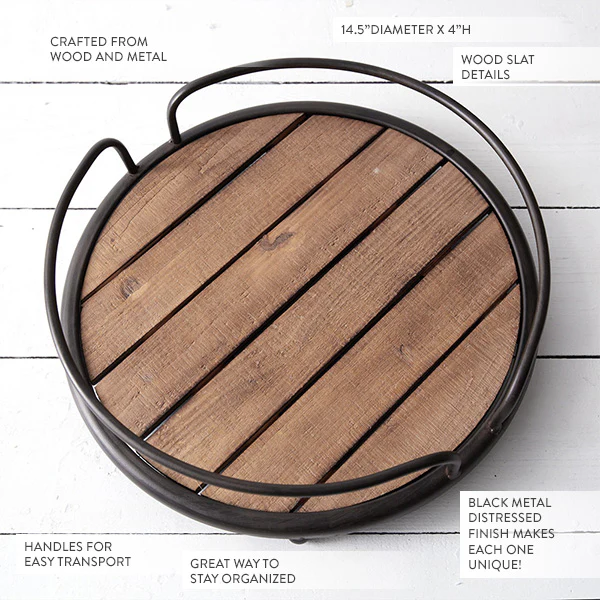 Round Wooden Serving Tray