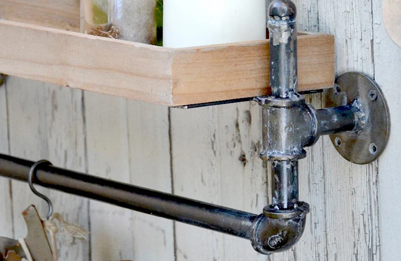 Rustic Wood and Pipe Shelf