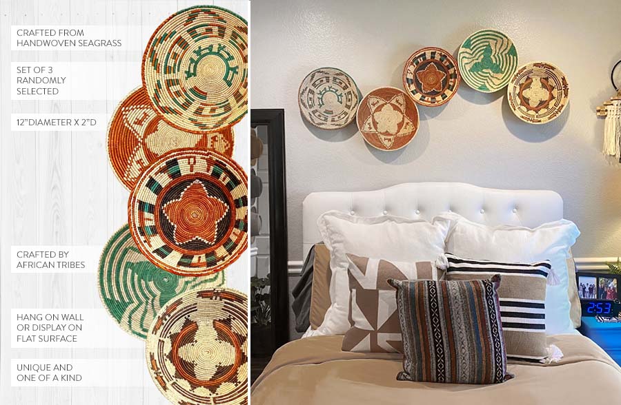 Assorted Handwoven Wall Baskets, Set of 3