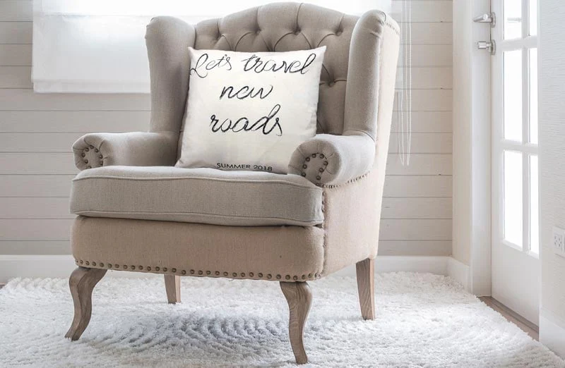 Double Sided Feedsack Red Truck Pillow