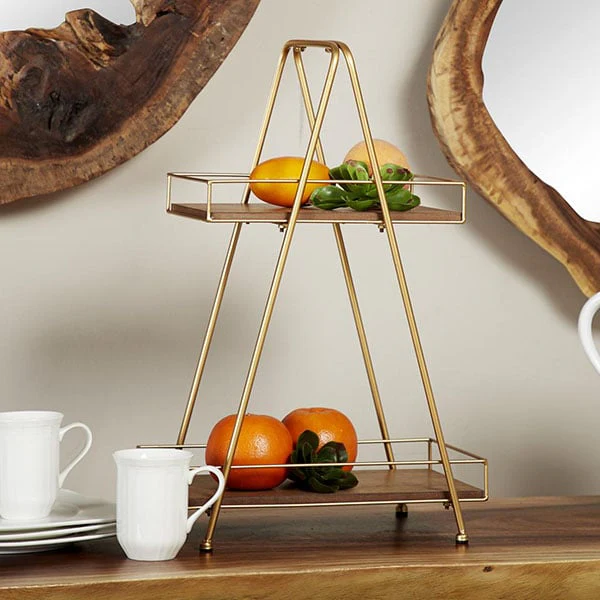 Gold Finish A-Frame Two Tier Stand