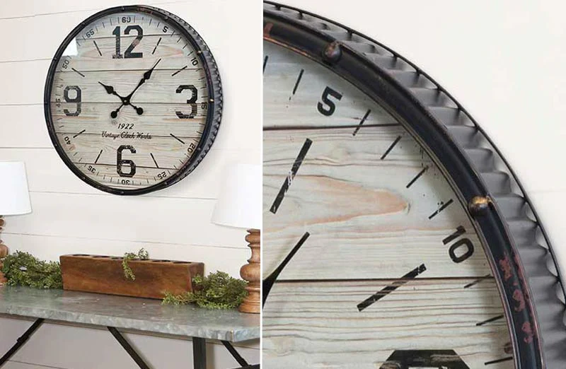 Corrugated Wooden Plank Wall Clock