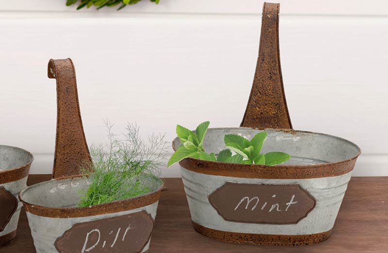 Tin Wall Buckets with Chalkboard  Set of 3
