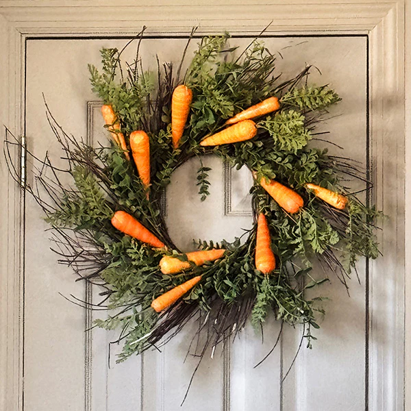 Faux Carrot and Foliage Easter Wreath