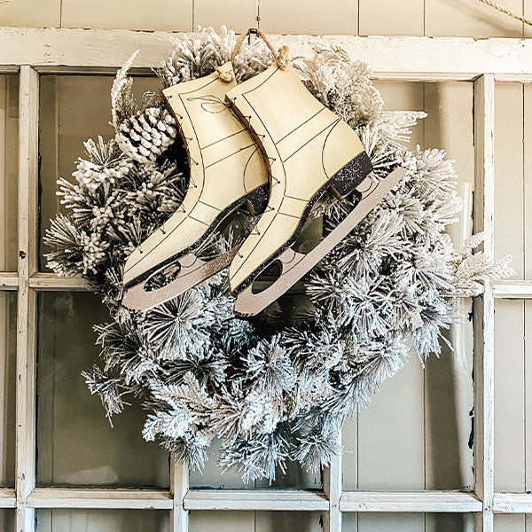 3-D Carved Ice Skates Wall Decor