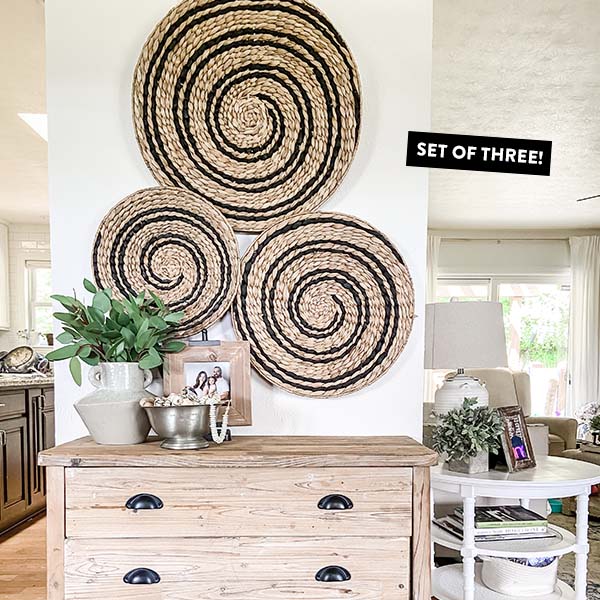 Hyacinth Round Basket Wall Decor, Set of 3