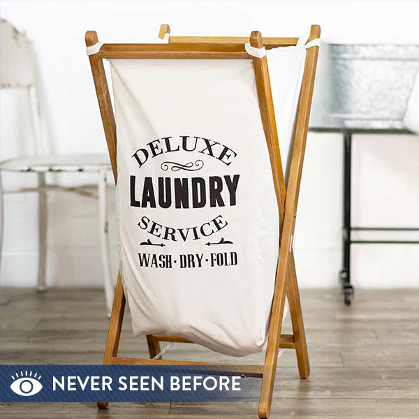 Deluxe Laundry Wood and Canvas Hamper