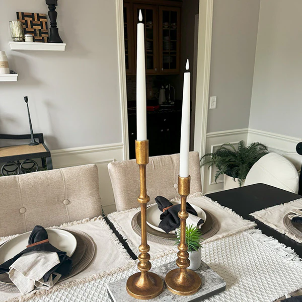 Tall Cast Iron Candle Holders, Set of 2