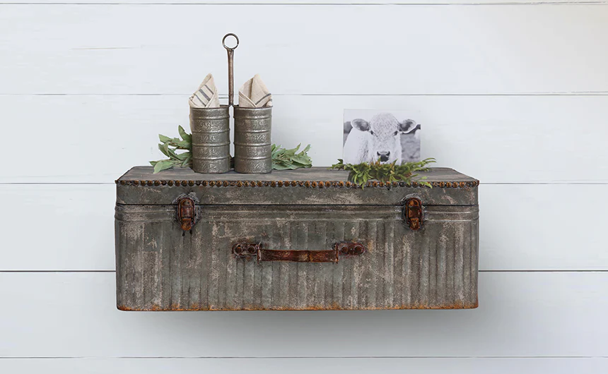 Metal Suitcase Wall Shelf
