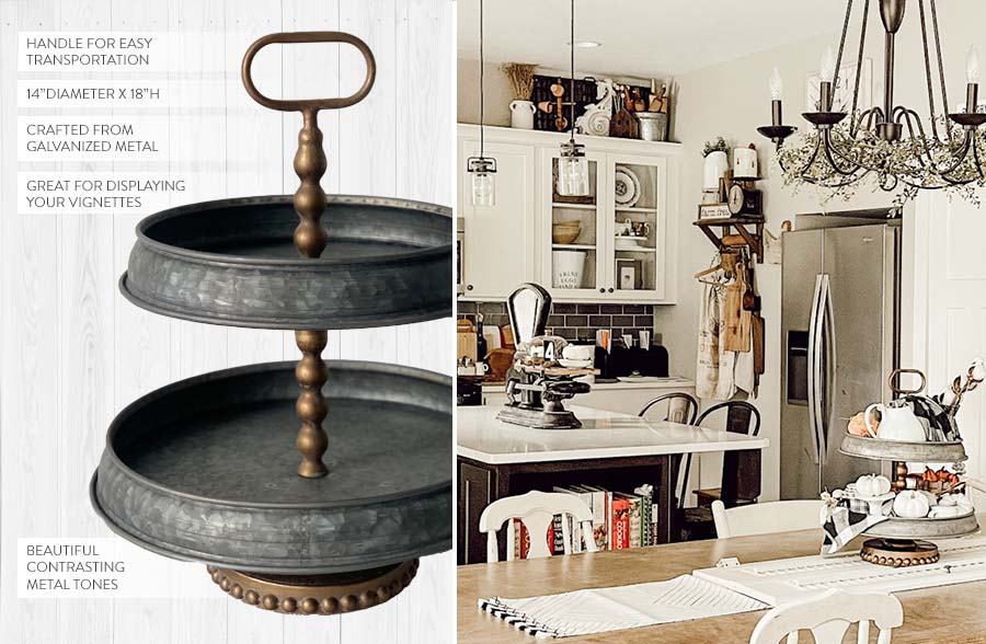 Bronze and Galvanized Two Tiered Stand