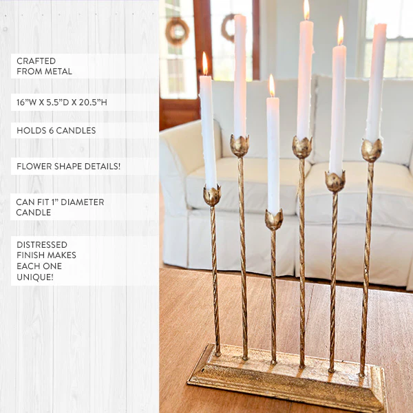 20 Inch Flower Shaped Gold Candle Holder