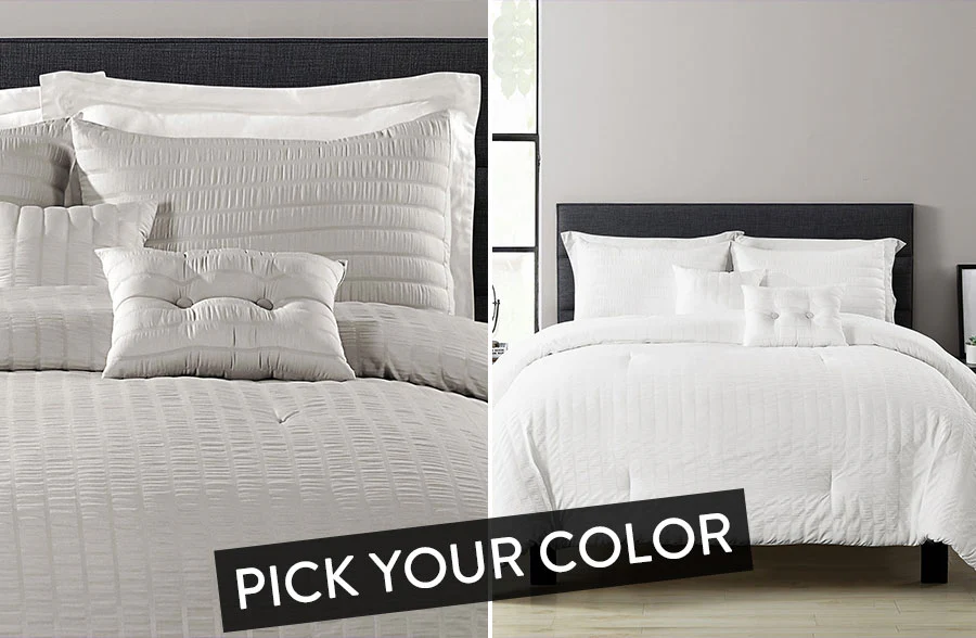 Farmhouse Seersucker Bedding, Pick Your Color