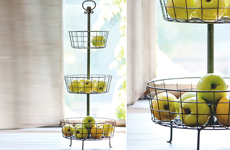 French Three Tier Wire Basket