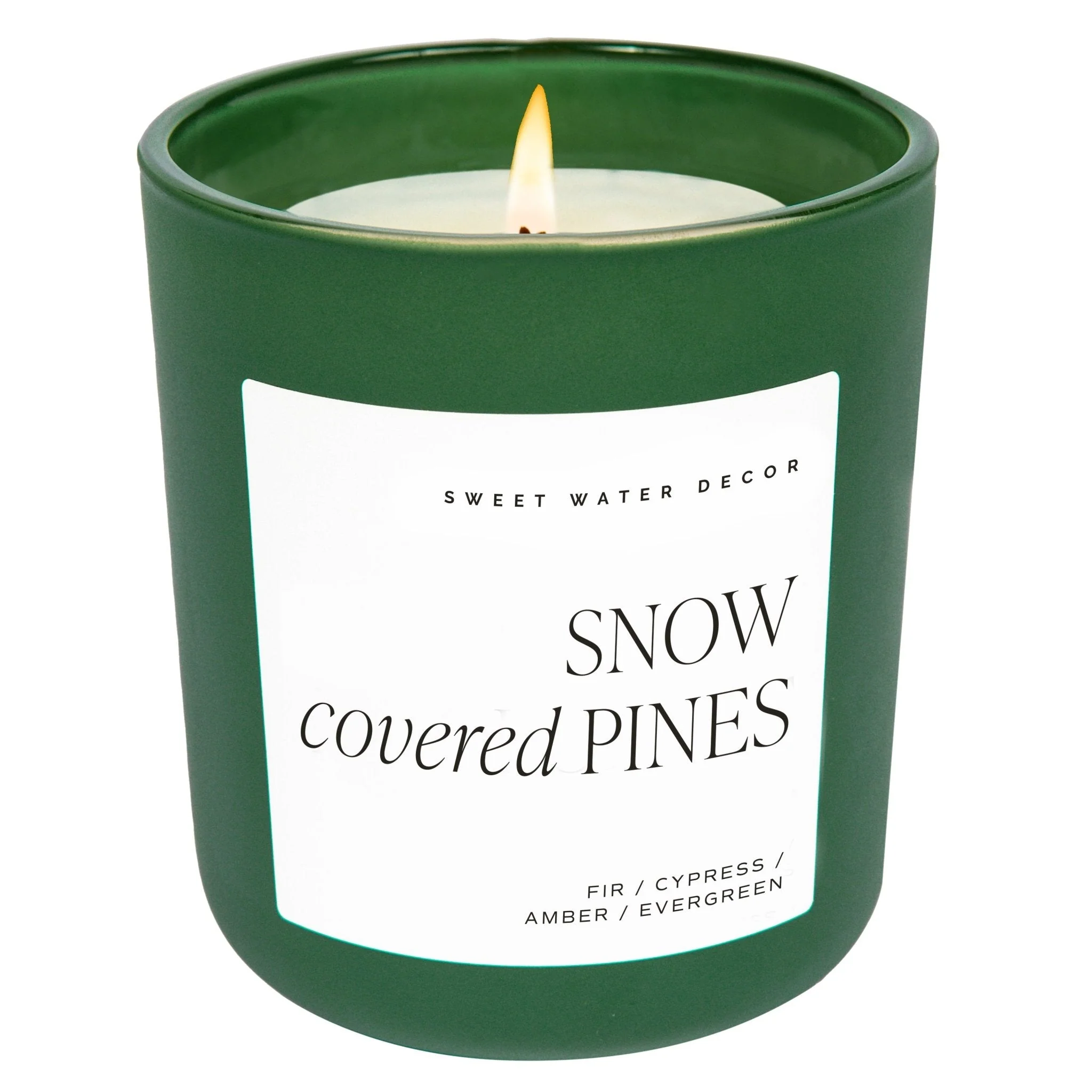Snow Covered Pines Soy Candle - Green Matte Jar - 15 oz