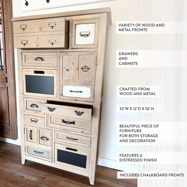 Wood Cabinet with Chalkboard Drawers
