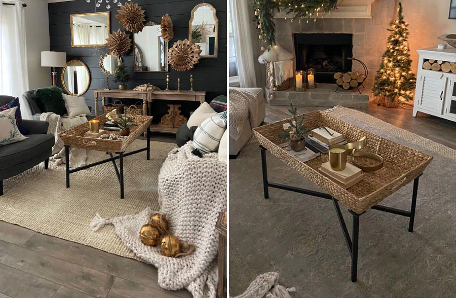 Woven Hyacinth Tray Top Coffee Table