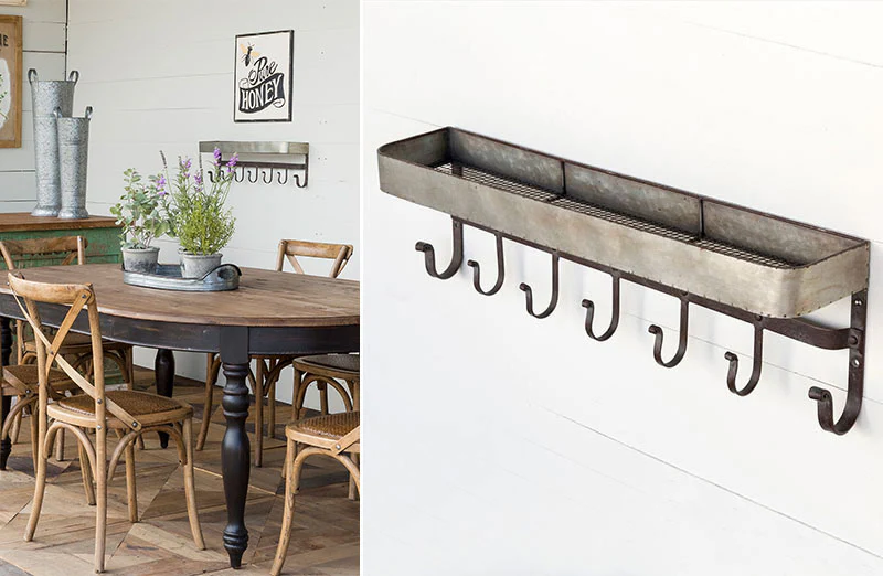 Industrial Wall Storage Rack with Hooks
