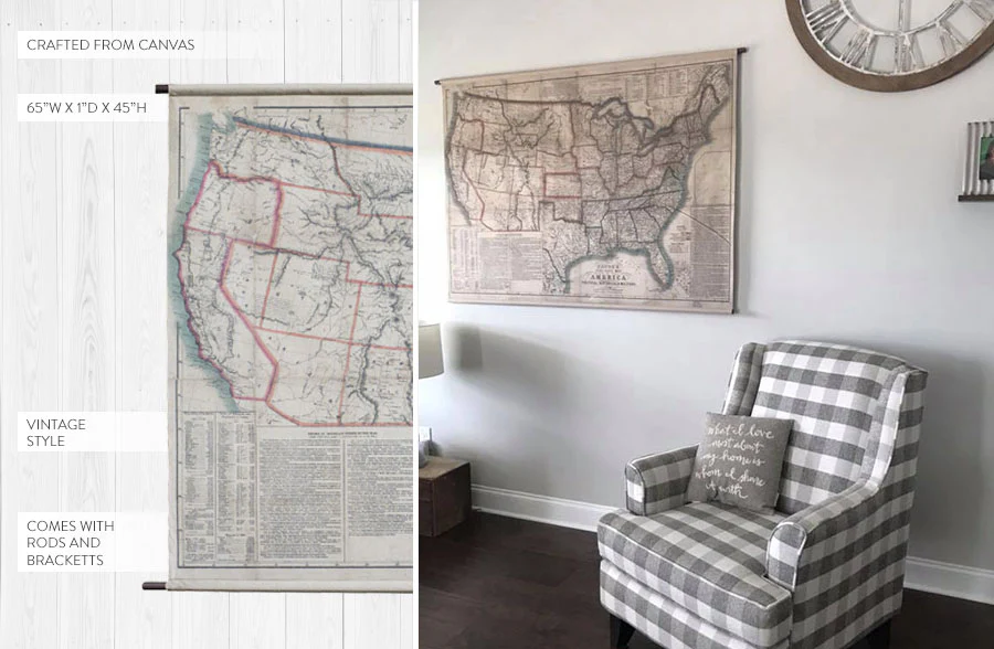 HUGE Hanging Canvas Map of America