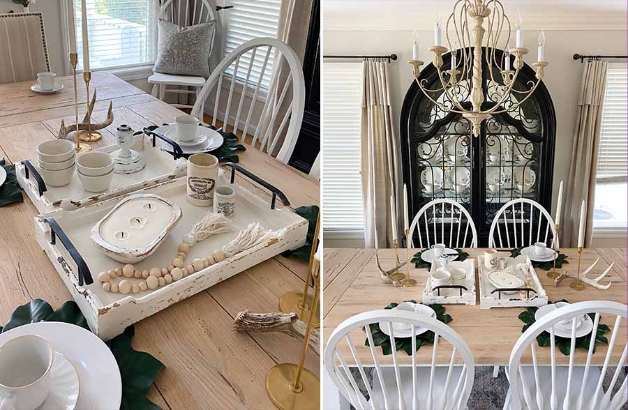 Chippy White Wooden Nesting Trays, Set of 2