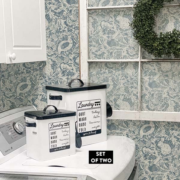 Laundry Detergent Powder Storage Tin Box With Scoop, Set of 2