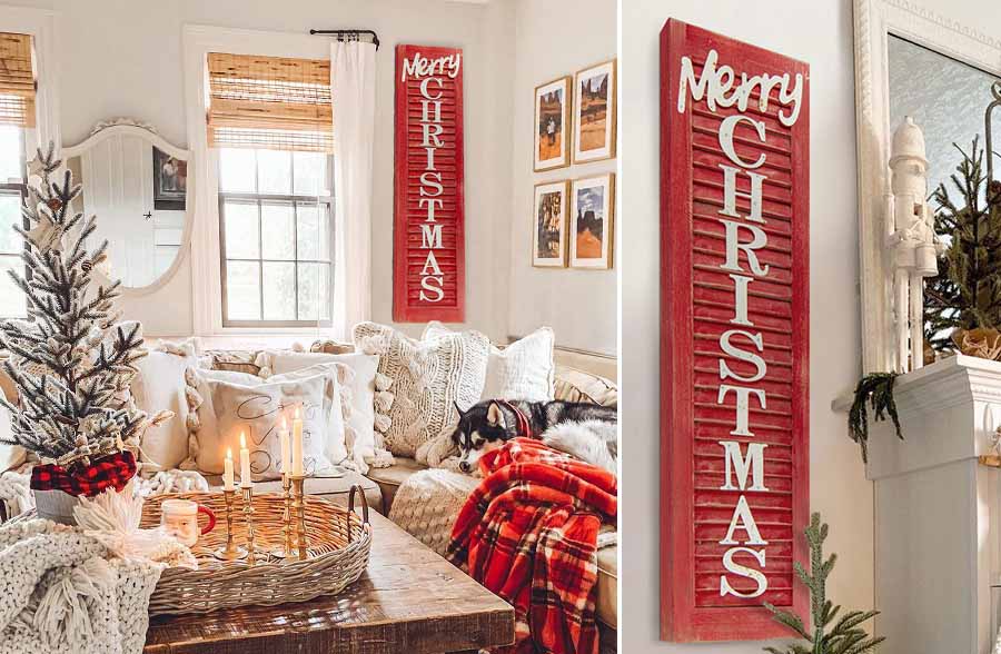 HUGE 47 Inch Tall Merry Christmas Shutter