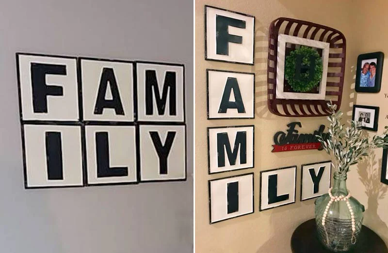 Embossed Scrabble Tile Family Sign