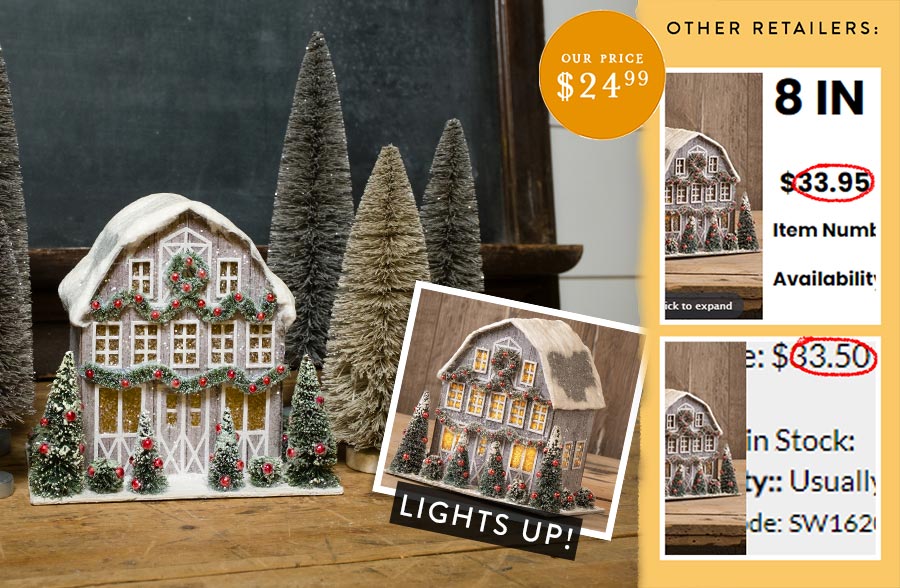 Light-up Snow Flocked Christmas Barn