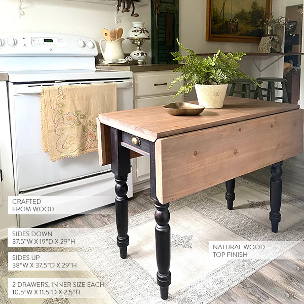 19th Century Inspired Farmhouse Leaf Dining Table