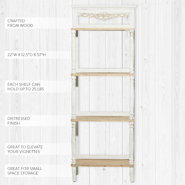 Carved Wooden Cottage Shelving Unit