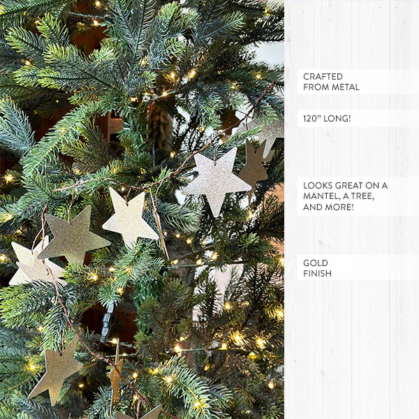 10 Feet Gold Metal Star Garland