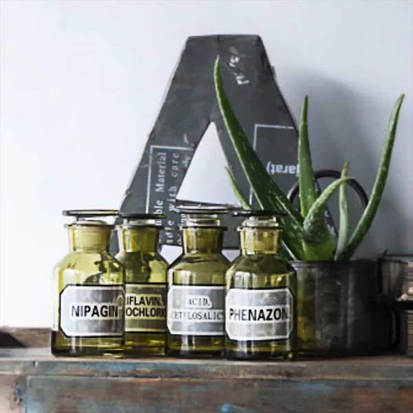 FOUND Eastern European Green Apothecary Bottles, Set of 4