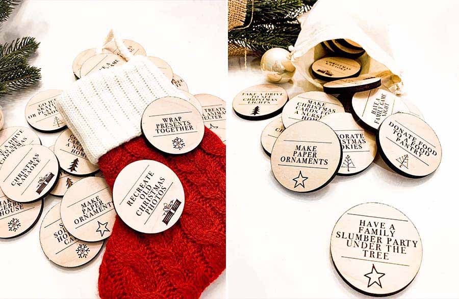 Engraved Wooden Christmas Activity Tokens | Handmade in the USA