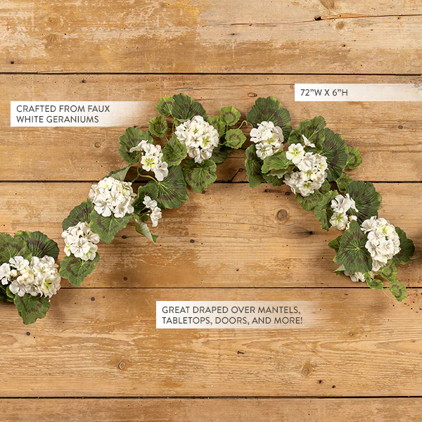 6 Foot Lush Faux Geranium Garland