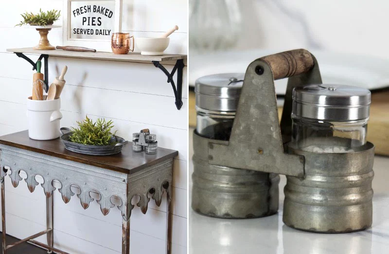 Galvanized Salt And Pepper with Caddy