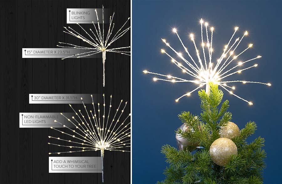 Winter Wonderland LED Starburst Tree Topper, Pick Your Size