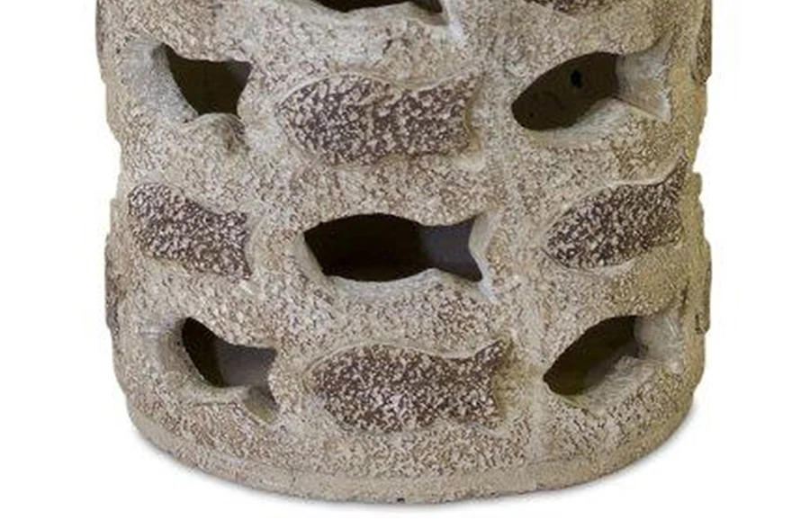 Cement Solar Lantern with Fish Design