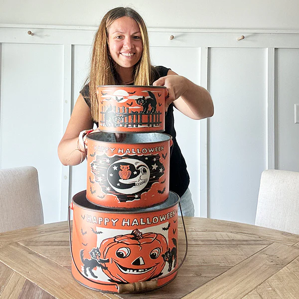 Rustic Inspired Halloween Buckets, Set of Three