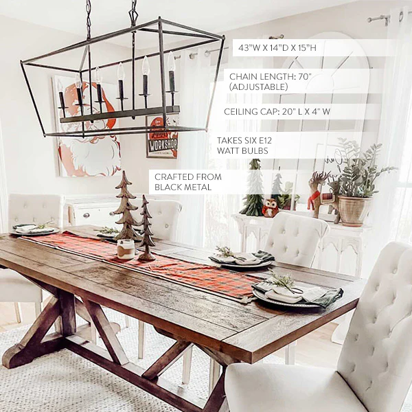 HUGE 6 Light Metal Framed Chandelier