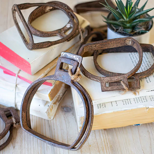 Antique Inspired Iron Riding Stirrups, Set of Two