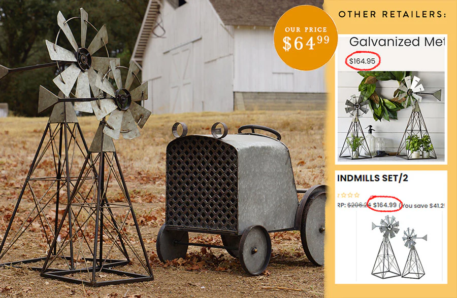 Oversized Standing Metal Crafted Windmills, Set of 2