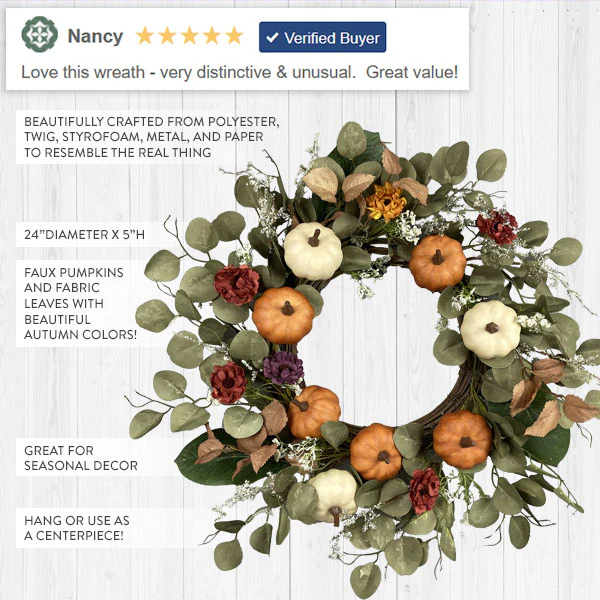 Premium Eucalyptus and Pumpkin Wreath